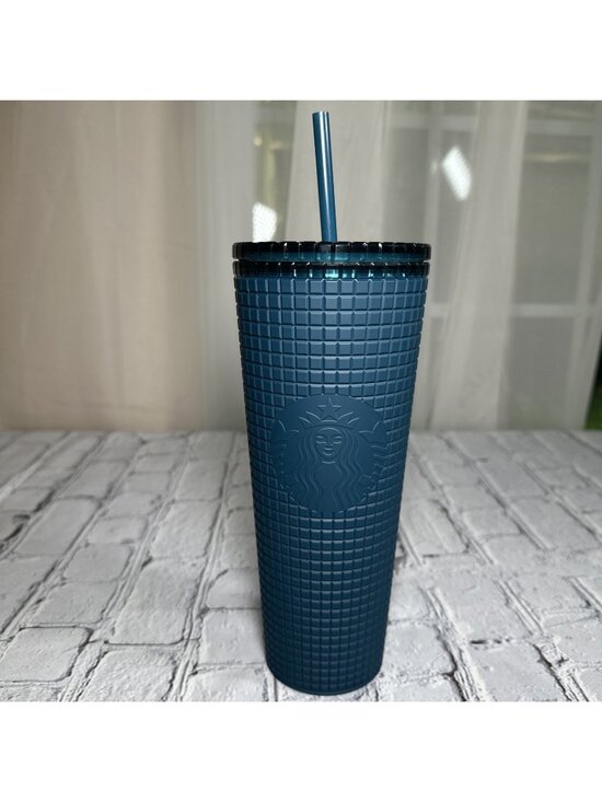 Starbucks Other - Starbucks Teal Blue Soft Touch Grid Tumbler (Cold Cup) - 24 oz